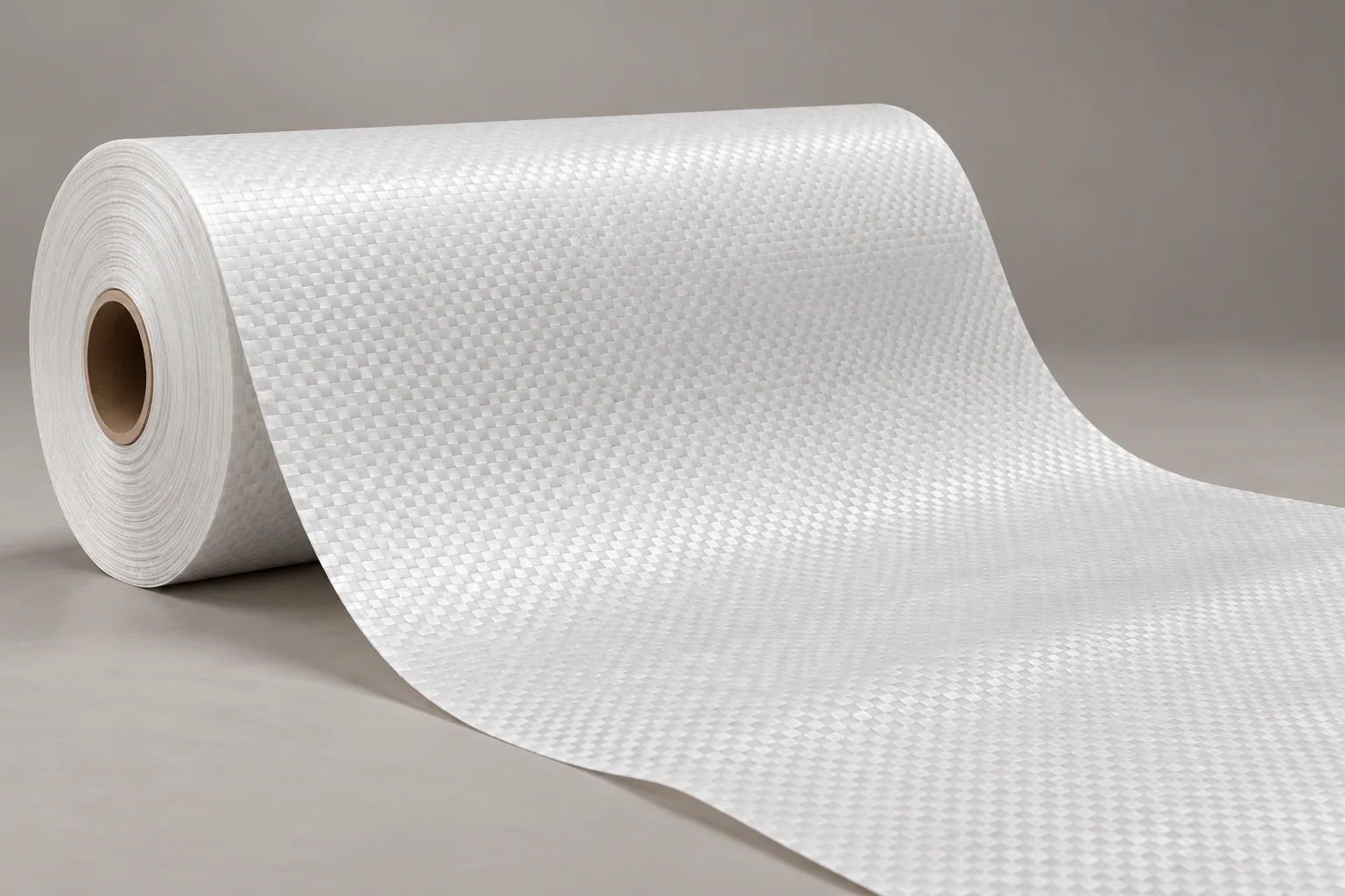 Illustrative studio render of PE woven fabric in a flat roll