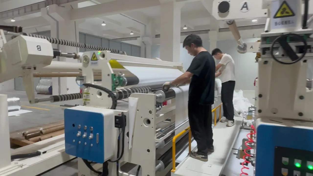 Operator working at the roll converting line